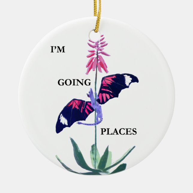 Dragon and Cactus Ceramic Ornament (Front)