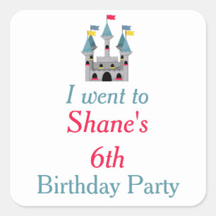 Dragon and Castle Birthday Party 'I went to' Square Sticker