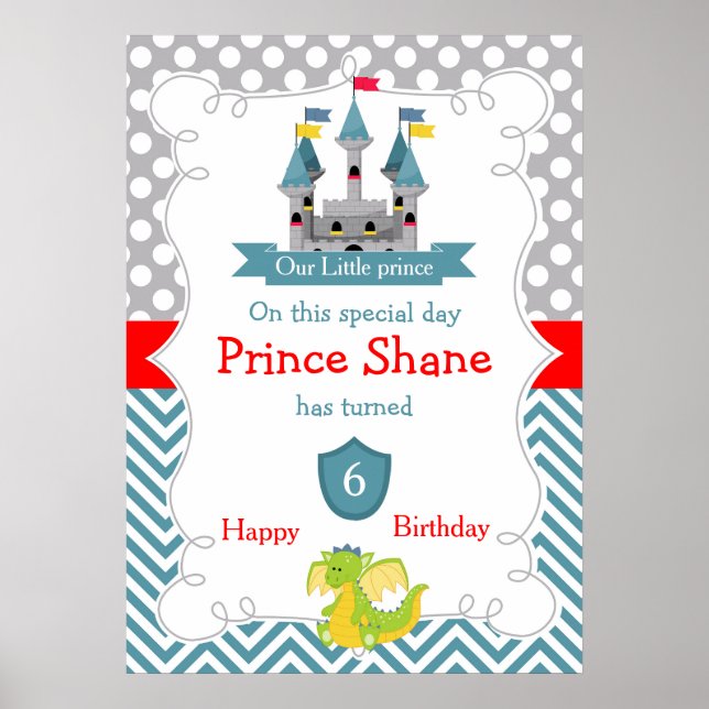 Dragon and Castle Birthday Poster (Front)