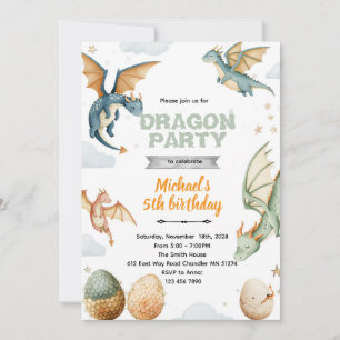 Dragon and eggs birthday Invitation