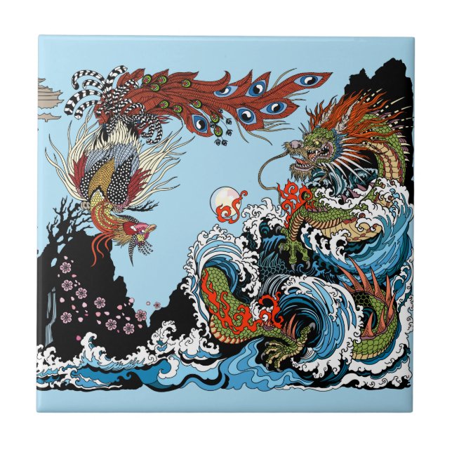 Dragon and Feng Huang. Illustration by Insima Ceramic Tile (Front)