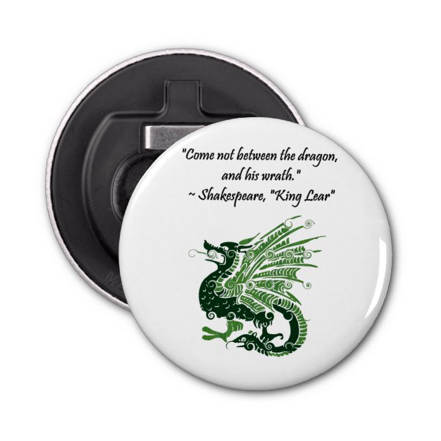 Dragon and His Wrath Shakespeare King Lear Cartoon Bottle Opener (Front)