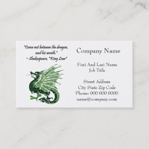 Dragon and His Wrath Shakespeare King Lear Cartoon Business Card