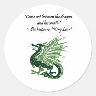 Dragon and His Wrath Shakespeare King Lear Cartoon Classic Round Sticker