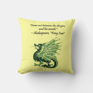 Dragon and His Wrath Shakespeare King Lear Cartoon Cushion