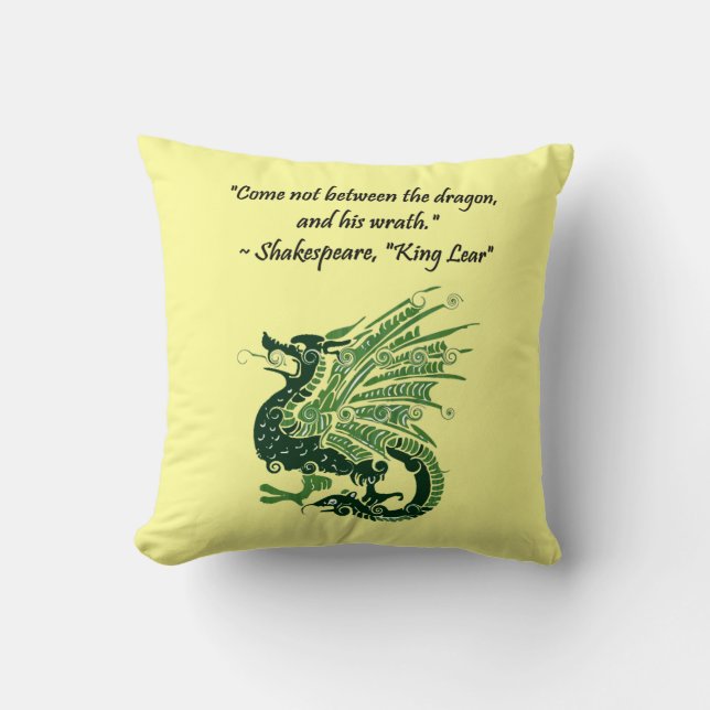 Dragon and His Wrath Shakespeare King Lear Cartoon Cushion (Front)