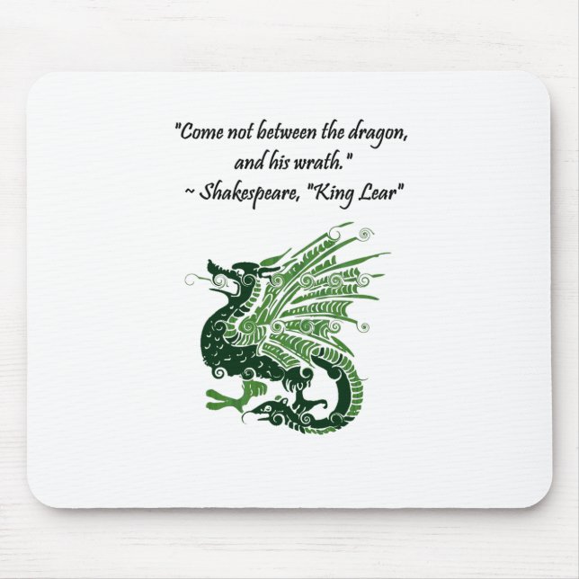 Dragon and His Wrath Shakespeare King Lear Cartoon Mouse Pad (Front)