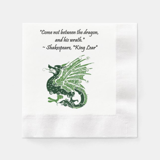 Dragon and His Wrath Shakespeare King Lear Cartoon Napkin (Front)