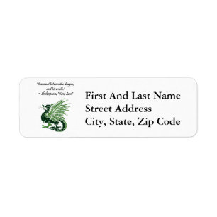 Dragon and His Wrath Shakespeare King Lear Cartoon Return Address Label