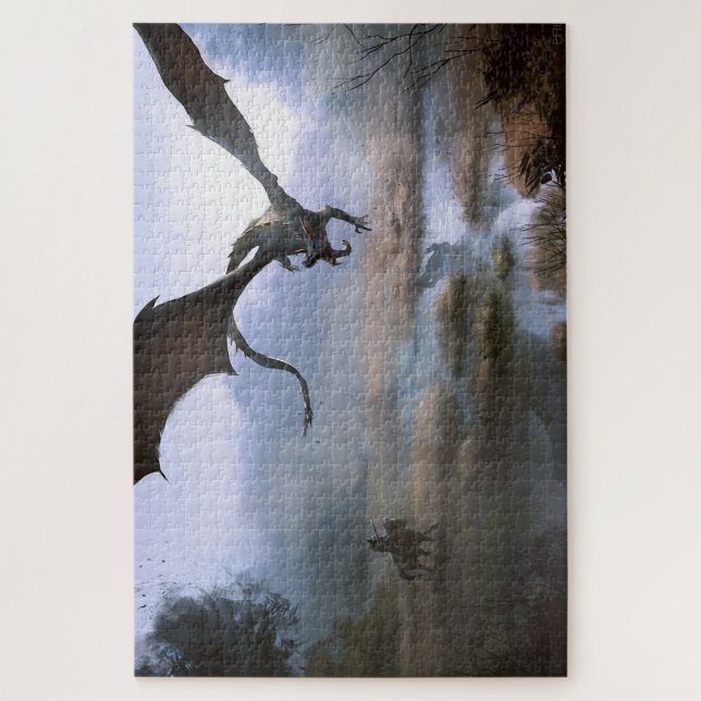 Dragon and Horseman In Swamp Puzzle (Vertical)