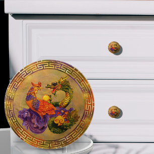 Dragon and Phoenix Asian Inspired Ceramic Knob