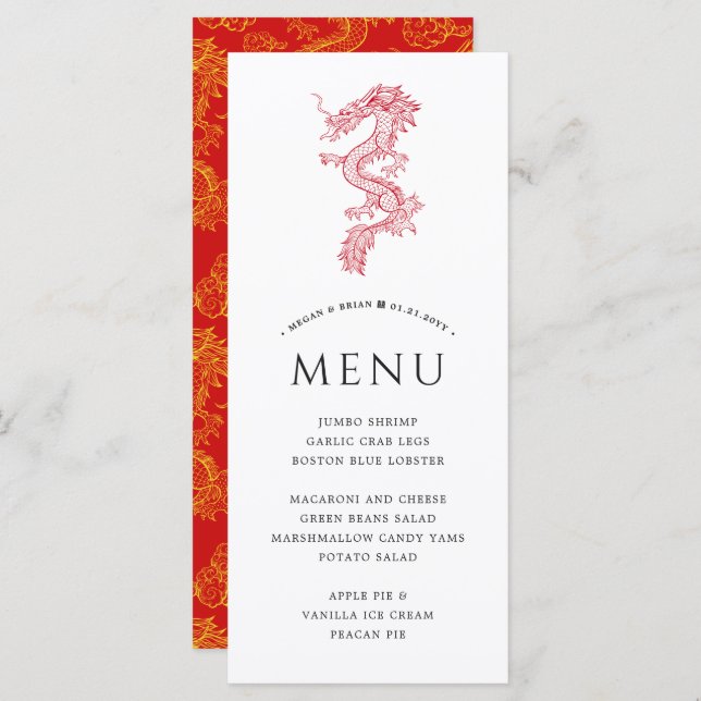 Dragon and Phoenix | Dragon Theme Menu (Front/Back)