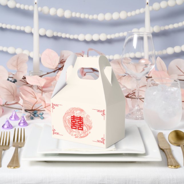 Dragon and Phoenix red chinese wedding Favour Box (Wedding)