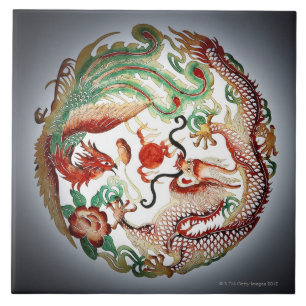 Dragon and phoenix stencil tile