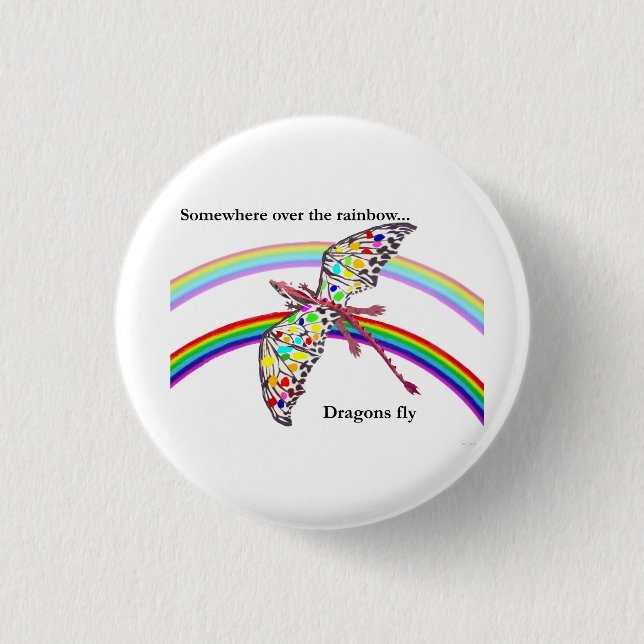 Dragon and Rainbow 3 Cm Round Badge (Front)