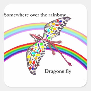 Dragon and Rainbow Square Sticker