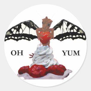 Dragon and Strawberry Classic Round Sticker