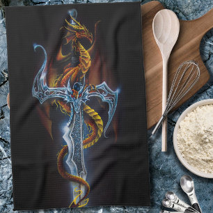 Dragon and Sword Tea Towel
