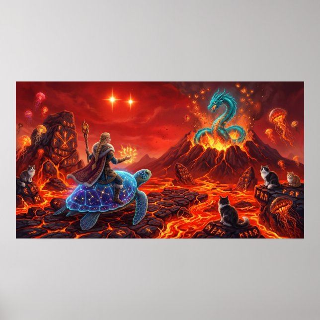  Dragon and the World Turtle — Viking Fire Fantasy Poster (Front)