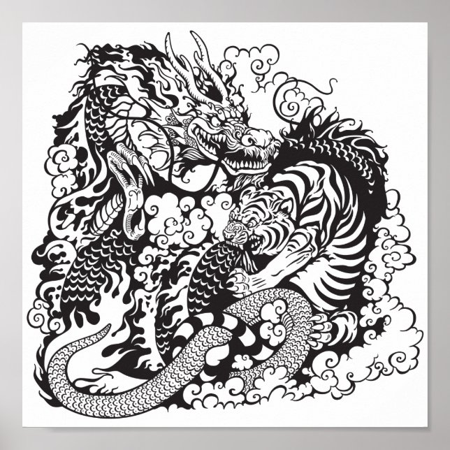 dragon and tiger fighting poster (Front)