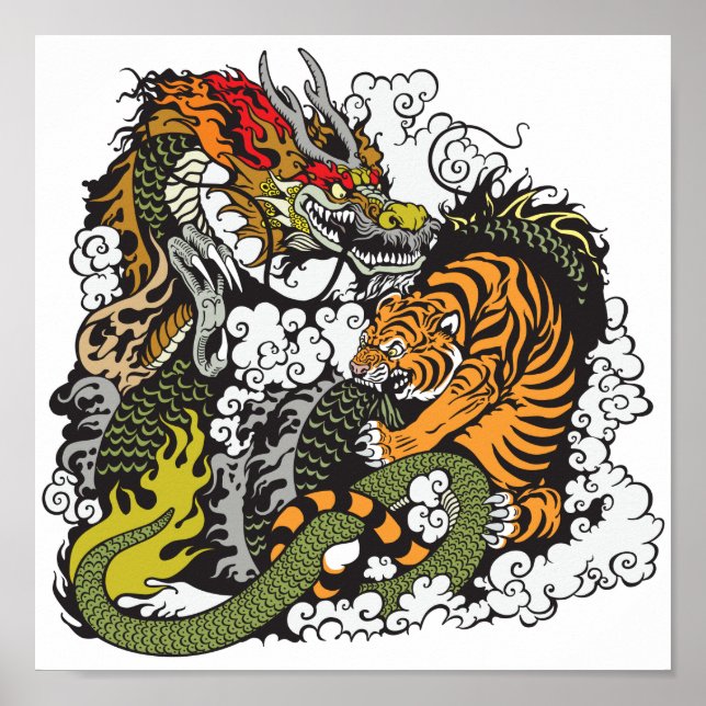 dragon and tiger fighting poster (Front)