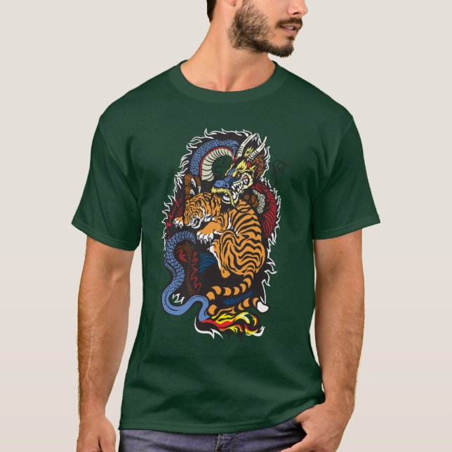 dragon and tiger fighting T-Shirt (Front)