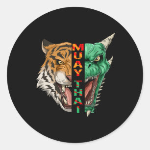 Dragon And Tiger Head - Muay Thai And Kickboxing G Classic Round Sticker