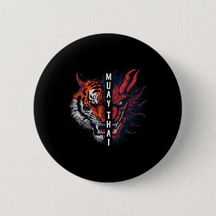 Dragon And Tiger Head Muay Thai Kickboxing Art 6 Cm Round Badge