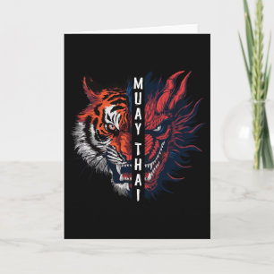 Dragon And Tiger Head Muay Thai Kickboxing Art Card