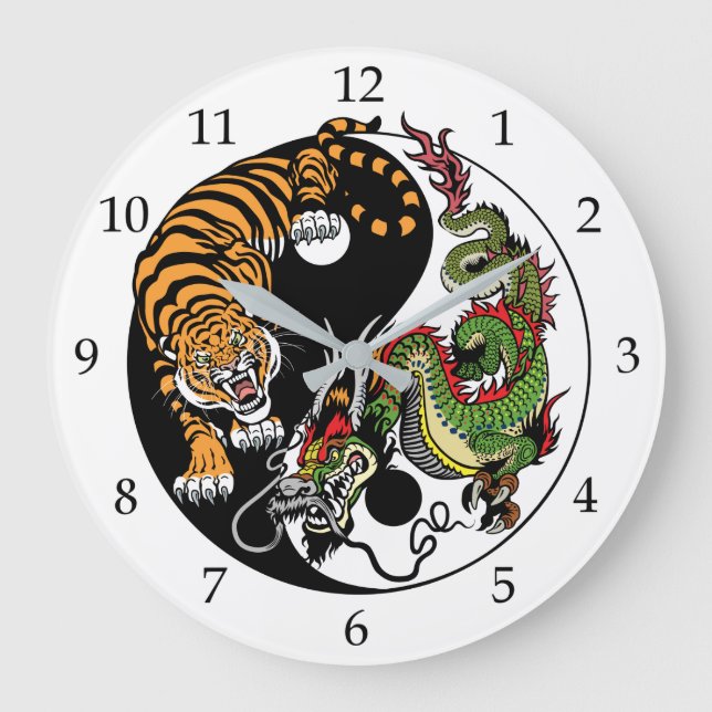 dragon and tiger yin yang large clock (Front)