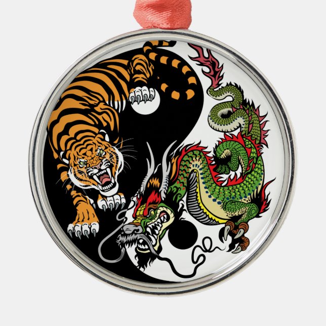 dragon and tiger yin yang metal tree decoration (Front)
