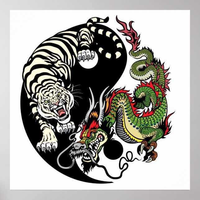 dragon and tiger yin yang poster (Front)