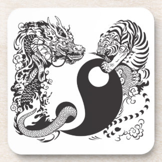 dragon and tiger yin yang symbol coaster