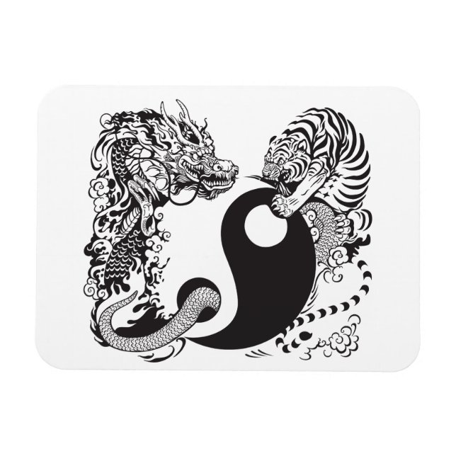dragon and tiger yin yang symbol magnet (Horizontal)