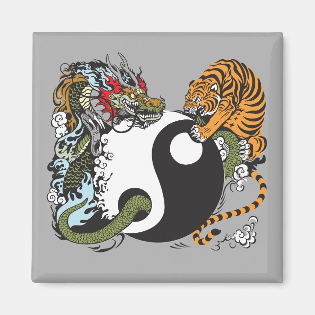 dragon and tiger yin yang symbol magnet (Front)
