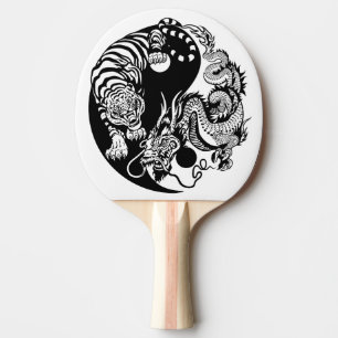 dragon and tiger yin yang symbol ping pong paddle