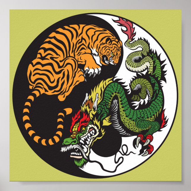 dragon and tiger yin yang symbol poster (Front)