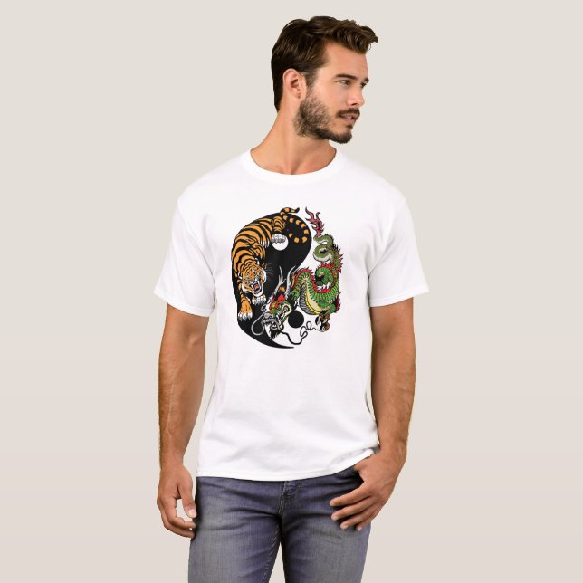 dragon and tiger yin yang T-Shirt (Front Full)