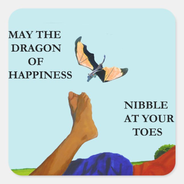 Dragon and Toes Square Sticker (Front)