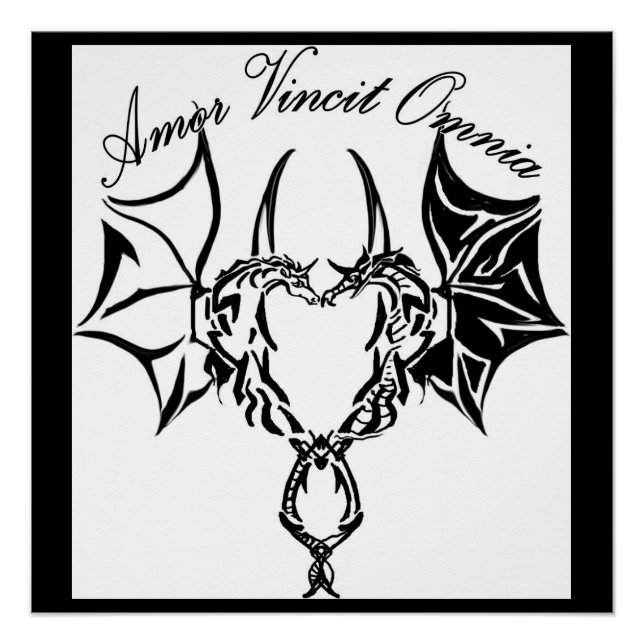 dragon and unicorn, amor vincit omnia poster (Front)