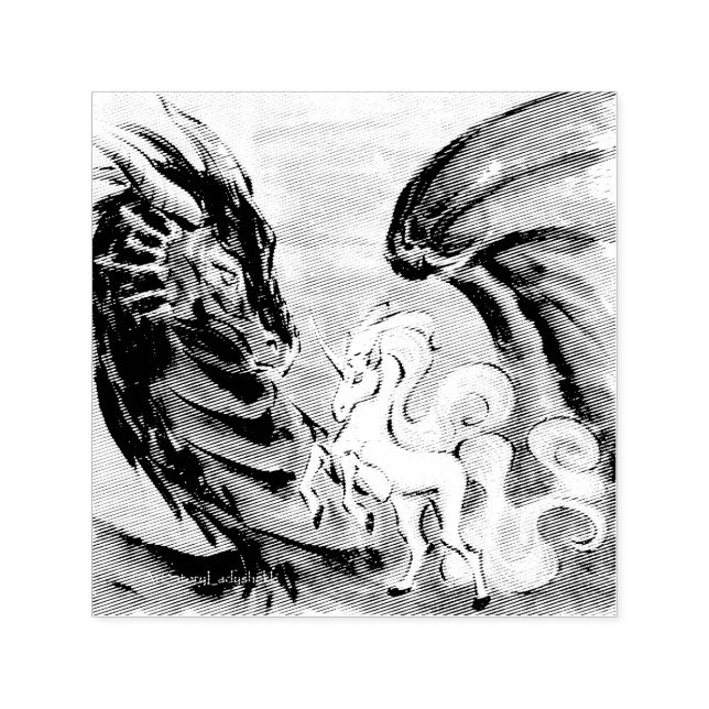 Dragon and Unicorn // Courtship Self-inking Stamp (Design)
