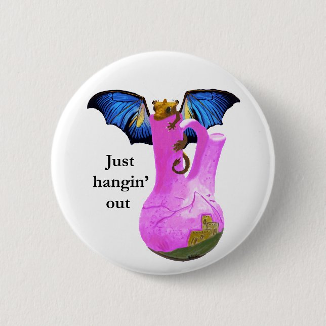 Dragon and Vase 6 Cm Round Badge (Front)