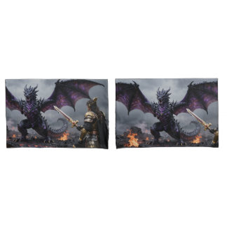 Dragon and Warrior Confrontation Pillowcase