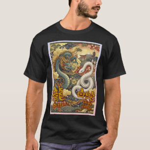 Dragon and white snake with a Japanese pattern T-Shirt