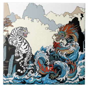 Dragon and White Tiger. Illustration by Insima Ceramic Tile