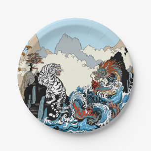 Dragon and White Tiger. Illustration by Insima Paper Plate