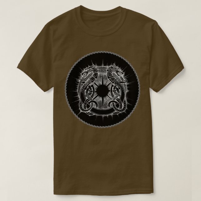 Dragon and Wolf Viking symbol T-Shirt (Design Front)