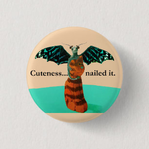 Dragon and Wooden Cat 3 Cm Round Badge