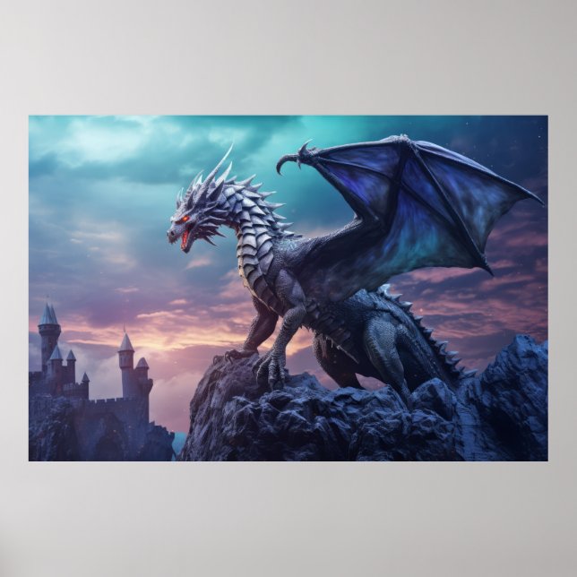 Dragon Animal Creature Fantasy Colourful Wall Art (Front)