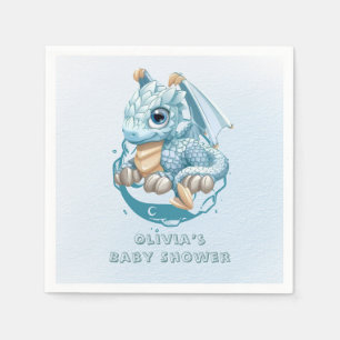 Dragon Aquamarine Astroid Boy Baby Shower Napkin